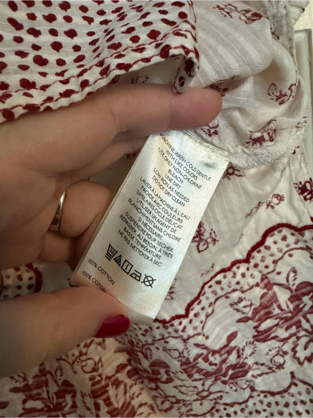 Anthropologie Cream and Red Short-Sleeve Paisley Floral Bandana Button-Up Top - Picture 7 of 8